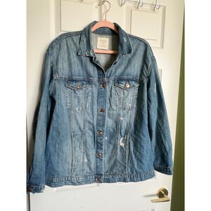 Zara Trafaluc Distressed Denim Jean Jacket